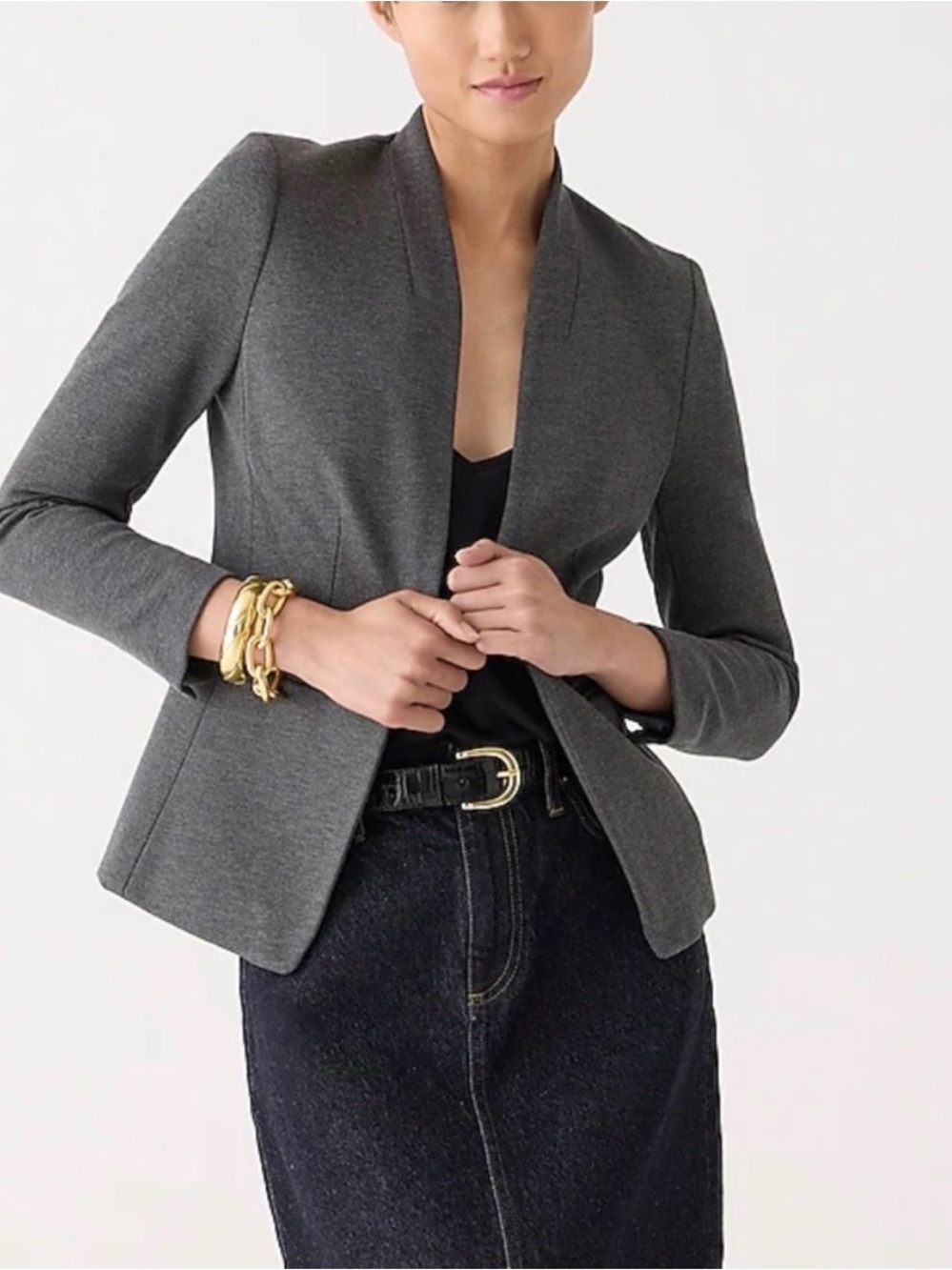 J Crew 365 Going Out Blazer 4 Gray Stretch Twill Open Front H2743